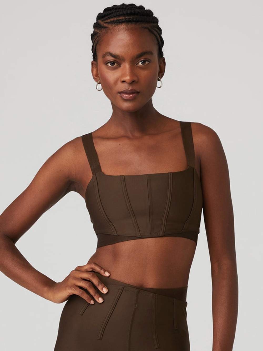 ALO Yoga Airlift Corset Bra in Espresso - M